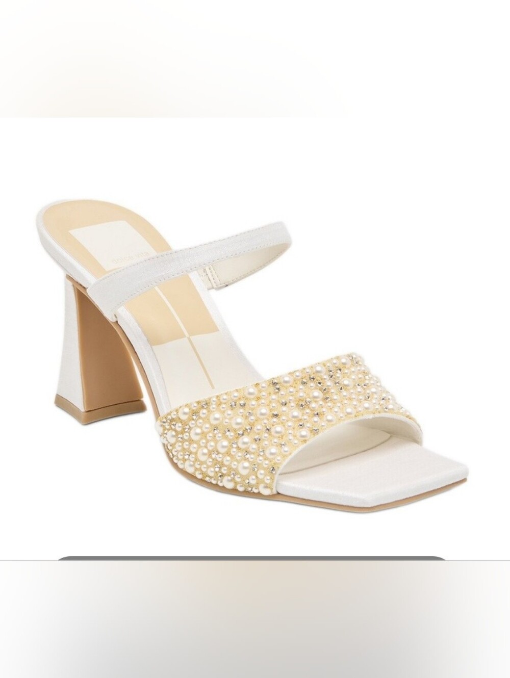 Size 8.5 Dolce Vita Nasia Pearl-Embellished White Evening Mule Heel Restail 145$